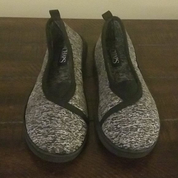Chaps Black/White Marled Plush Slippers Medium - Picture 1 of 7